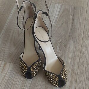 Zara Size 7 Black Studded Women's Heels